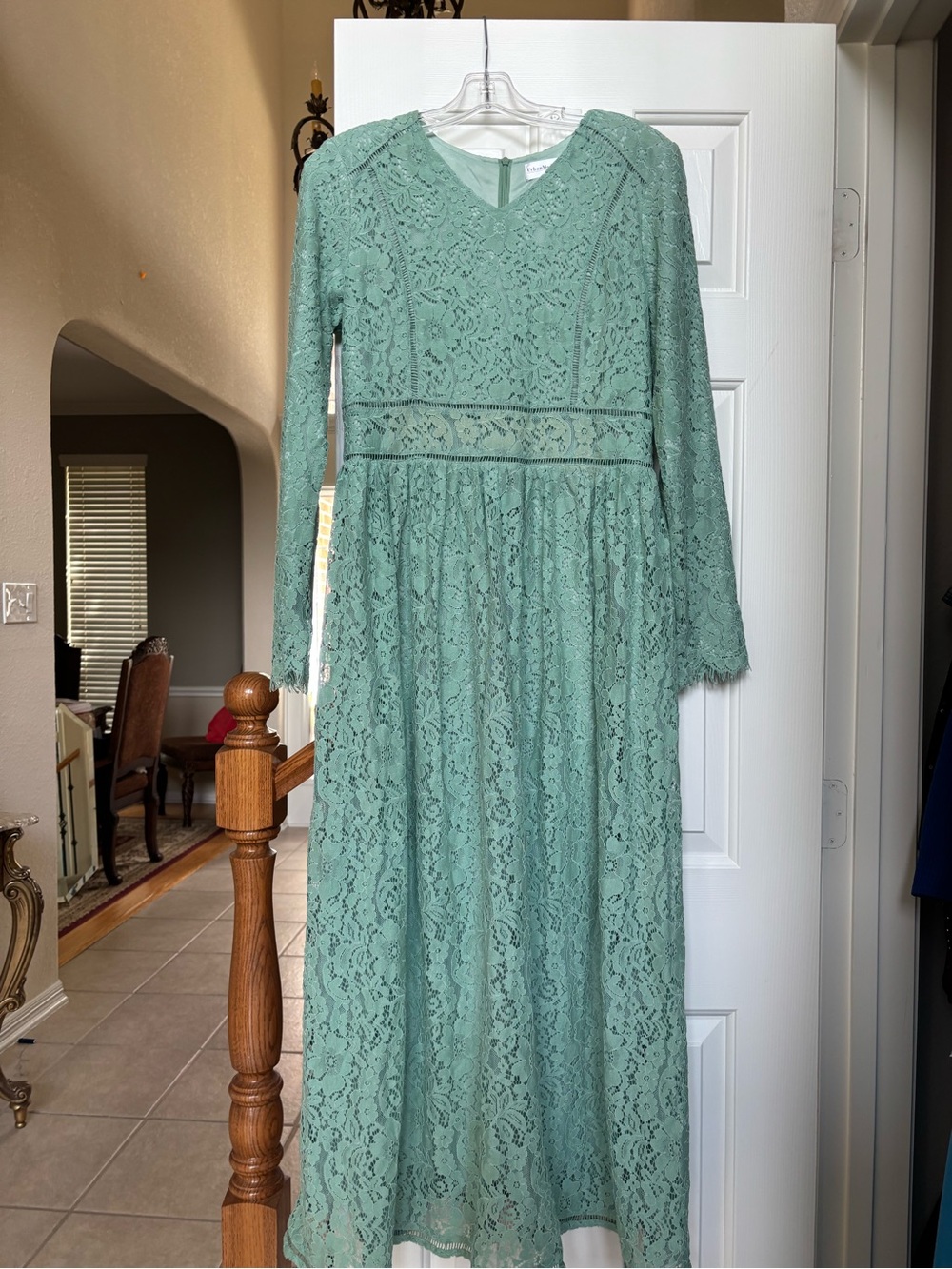 Urban Modesty Women's Lace Long Sleeve maxi Dress in Sage